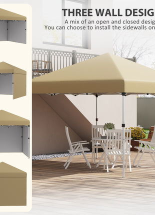 10' x 10' Pop Up Canopy with Sidewalls, Weight Bags and Carry Bag, Height Adjustable Tent for Parties, Beige