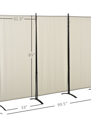 6' 3 Panel Room Divider, Indoor Privacy Screen for Home, Beige