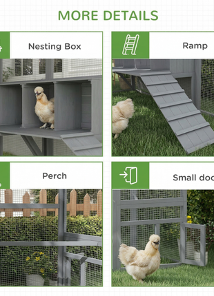 9' x 6' x 6' Large Chicken Coop with Nesting Box, Water-Resistant and Anti-UV Cover for 8-12 Chickens, Gray