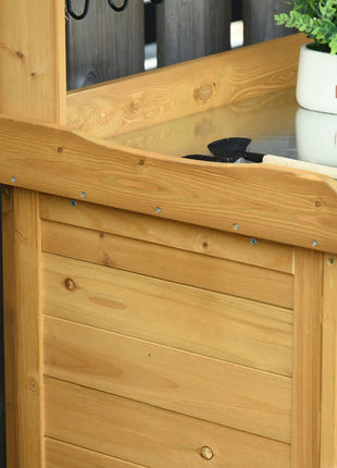 Backyard Garden Tool Storage Shed, Outdoor Storage & Potting Bench with 2 Magnetic Close Doors & Large Interior Storage Space