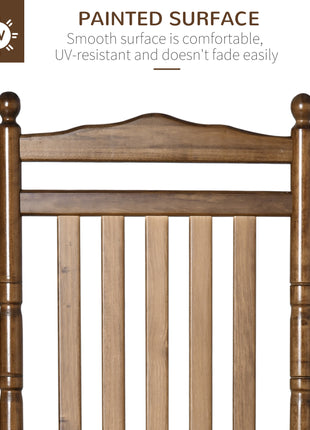 Traditional Wooden High-Back Rocking Chair for Porch, Indoor/Outdoor, Brown