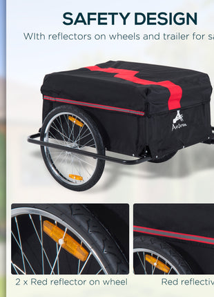 Bicycle Cargo Trailer, Two-Wheel Bike Luggage Wagon Trailer with Removable Cover, Wheel 20", Red