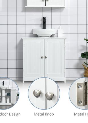 Bathroom Vanities, Bathroom Sink Cabinets with U-Shape Cut-Out and Adjustable Internal Shelf, White
