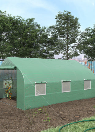 11.5' x 10' x 6.5' Outdoor Portable Walk-In Tunnel Greenhouse with Windows-Deep Green