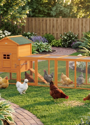 Extra Large Run Included Chicken Coop with Removable Tray Orange