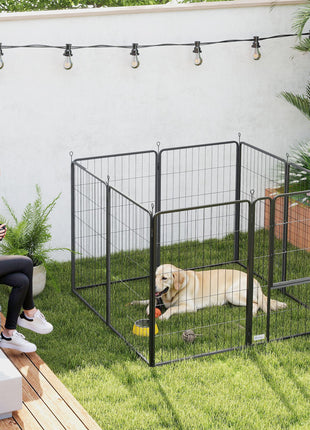 39 Inch Exercise Pen, Heavy Duty Dog Playpen, 8 Panel Metal Pet Fence for Medium and Large Dogs, Black