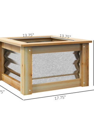 Raised Garden Beds Set of 2, Metal and Wood Combined Planter Box, for Growing Flowers, Herbs and Vegetables