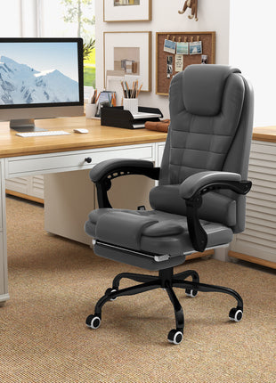 7-Point Vibrating Massage Office Chair High Back Massaging Office Desk Chair with Lumbar Support, Footrest, Gray