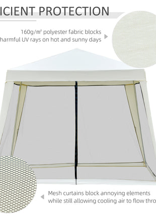 10'x10' Outdoor Party Tent Canopy with Mesh Sidewalls, Patio Gazebo Sun Shade Screen Shelter, Beige