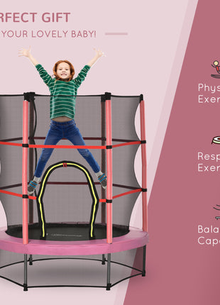 Φ5FT Kids Trampoline with Enclosure Net for Age 3 to 6 Years Pink
