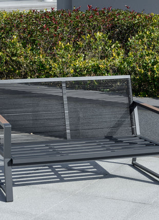4 Piece Patio Furniture Set, Aluminum Conversation Set, Outdoor Garden Sofa Set with Armchairs, Loveseat, Center Coffee Table and Cushions, Dark Grey
