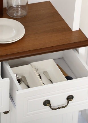 Kitchen Buffet with Hutch, Freestanding Pantry Cabinet with 6 Doors, 2 Drawers and 3-Level Adjustable Shelves, White