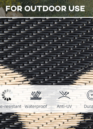 Reversible Outdoor Rug, 9' x 18' Waterproof Plastic Straw Floor Mat, Portable RV Camping Carpet, Large Floor Mat for Deck, Backyard, Picnic, Beach, Black & Beige