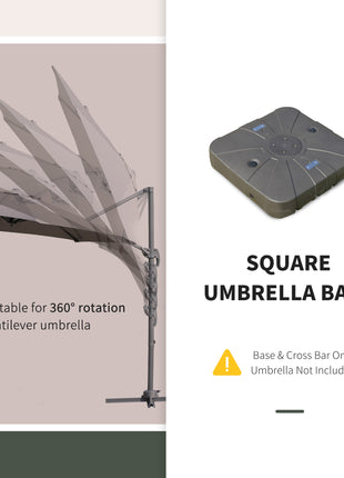 Square Cantilever Patio Umbrella Base with 4 Wheels for Easy Moving, Heavy Duty Umbrella Stand Weight, 330 lb Capacity Sand or 286 lb Capacity Water, Coffee