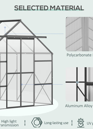 20' x 8' Aluminum Greenhouse Polycarbonate Walk-in Garden Greenhouse Kit with Adjustable Roof Vent, Rain Gutter and Sliding Door for Winter, Clear