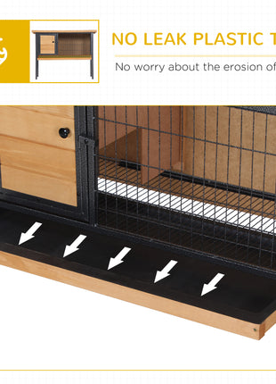 Rabbit Hutch Elevated Bunny Cage Small Animal Habitat with Metal Frame, No Leak Tray, Metal Wire Pan, Openable Water-Resistant Asphalt Roof for Rabbits, Chickens, Ducks, Indoor/Outdoor Natural