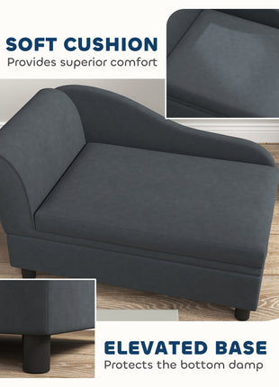 Pet Sofa Bed Couch with Storage, Pet Sofa for Cats and Small Dogs, Dark Gray