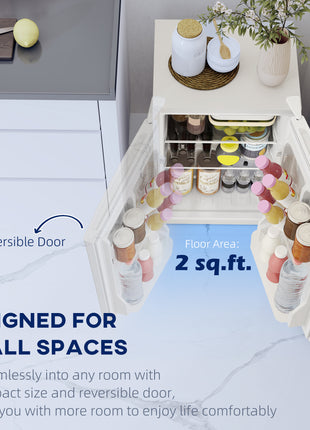 2.5 Cu.Ft Mini Fridge, Single Door Compact Refrigerator with Freezer, Adjustable Thermostat, Reversible Door, White