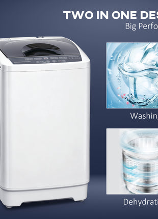 Compact Washer, Portable Washing Machine, Full Automatic Washer with 8 Programs and 6 Water Levels, White