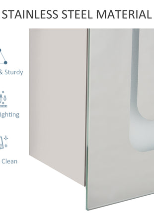 Wall-Mounted Plug-In Bathroom Organizer with 3 Storage Shelves, LED Lighted Medicine Cabinet with Mirror
