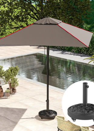 Round Patio Umbrella Base, 46 lbs Resin Umbrella Base with Wheels, Outdoor Umbrella Stand for 1.3"/1.5"/1.9" Umbrella Poles for Outdoor, Lawn, Poolside, Black