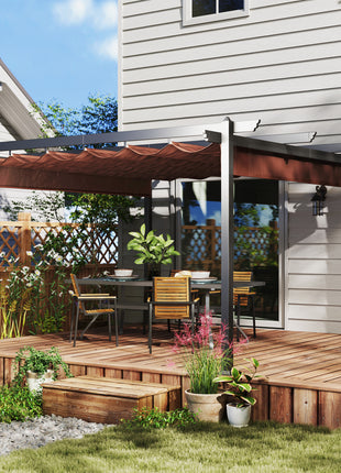 13' x 13' Aluminum Retractable Pergola Canopy, Outdoor Pergola for Garden, Patio, Backyard, Deck, Brown