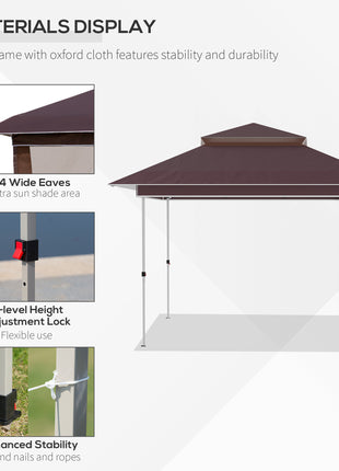 12' x 12' Pop Up Canopy Tent with Netting and Carry Bag, Instant Sun Shelter with 137 sq.ft Shade, Tents for Parties, Height Adjustable, for Outdoor, Garden, Patio, Brown