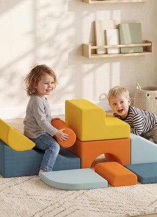 9-Piece Soft Play Set, Kids Soft Play Foam Blocks with Detachable Cover for Climbing and Crawling, Multicolored