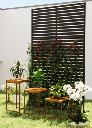 Decorative Privacy Fence Screen, Metal Outdoor Privacy Screen Climbing Plant Trellis with Stand, 78" H x 48" W, Black