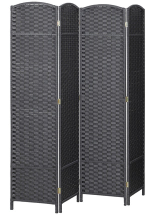 Folding Room Divider Screen 4 Panel 5.6 ' Tall Privacy Screen Freestanding Room Partition for Home Office, Charcoal Gray