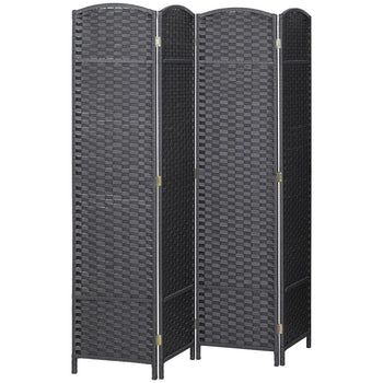 Folding Room Divider Screen 4 Panel 5.6 ' Tall Privacy Screen Freestanding Room Partition for Home Office, Charcoal Gray