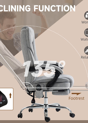 Massage Office Chair, Heated Reclining Computer Chair with Adjustable Height and Footrest