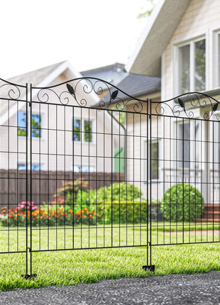 Garden Fence, 4 Pack, 44 in(H) x 12 ft(L) Folding Garden Fence Border, No Dig Ground Stake Metal Fence Panels for Outdoor Patio Yard Landscape