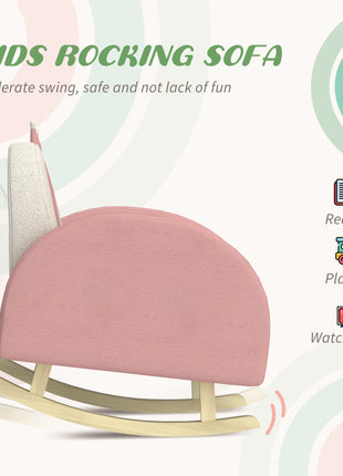 Kids Rocking Chair, Princess Crown Toddler Chair, Children's Armchair Rocker for Bedroom, Playroom, Pink