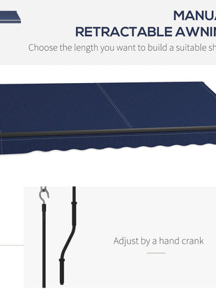 10' x 8' Retractable Awning, 280gsm UV Resistant Sunshade Shelter for Deck, Balcony, Yard, Blue