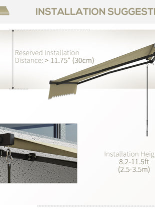 10' x 8' Retractable Awning, 280gsm UV Resistant Sunshade Shelter for Deck, Balcony, Yard, Beige