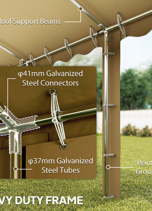 20' x 40' Party Tent, Outdoor Canopy Tent with Removable Sidewalls, 12 Windows for Parties, Wedding, Events, BBQ, Brown