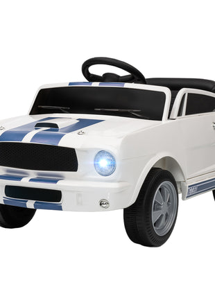 Licensed Ford Shelby GT 350 Kids Ride On Car with Remote Control, Adjustable Speed, MP3, Smooth Start, LED Lights, White