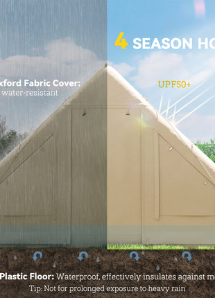 Inflatable Camping Tent with Hand Pump, 4 Season Blow Up Tent, Waterproof and Windproof with Mesh Windows and Doors