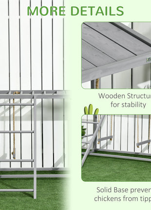 Chicken Activity Play with Swing Set for 3–4 Birds, Wooden Chicken Coop Accessory with Multiple Perches & Hen Ladder, Gray