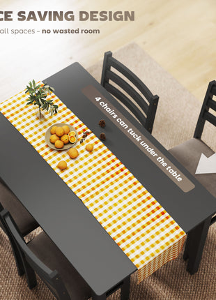 5-Piece Small Kitchen Table Set for 4, Farmhouse Dining Table Set with Upholstered Chairs and Rubber Wood Legs, Black