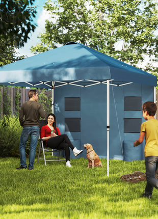 10' x 10' Pop Up Canopy Tent w/ Sidewall, UPF50+ Height Adjustable Instant Sun Shelter w/ Storage Pockets, Sea Blue