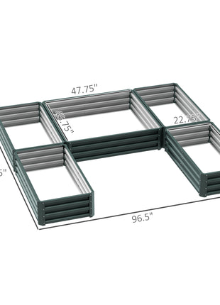 Steel Raised Garden Bed, Set of 5 Large Box Planters for Outdoor Plants Vegetables Flowers Herbs, 8x8x1ft, Green