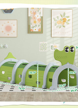 Crocodile Design Kids Play Tunnel for Kids to Crawl Through, 76" Long