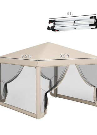 10' x 10' Pop Up Canopy Tent with Mesh Sidewalls, Height Adjustable, Transport Carrying Bag for Backyard Garden Patio