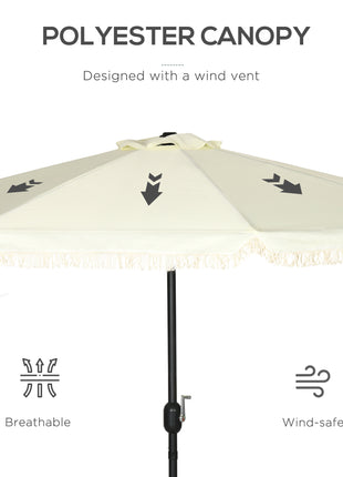 9 ft Cantilever Umbrella with Push Button Tilt and Crank Tassles and 8 Ribs Shade Umbrellas for Garden