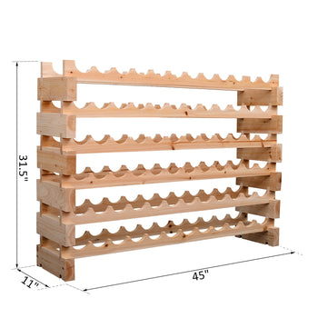 Stackable  Rack, Modular Storage Shelves, 72-Bottle Holder, Freestanding Display Rack for Kitchen, Pantry, Cellar, Natural