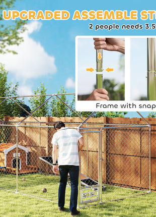 Outdoor Dog Kennel w/ Adjustable & Rotatable Bowl Rack, Waterproof UV-Resistant Cover, Secure Lock, 19.7' x 7.5' x 7.5'