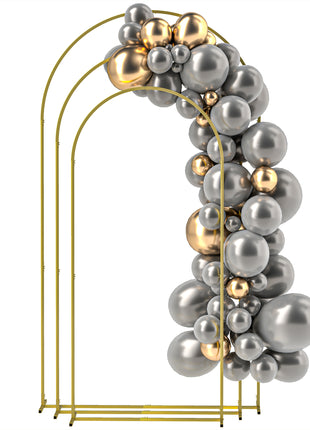 Metal Arch Backdrop Stand Set of 3, 7/6.5/6 ft Wedding Arch Frame, Balloon Backdrop Arch Stand Set for Birthday Party, Bridal Shower, Graduation, Ceremony, Banquet Decorations, Gold