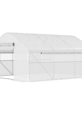 13' x 10' x 6.5' Tunnel Greenhouse Hoop House with Upgraded Galvanized Steel Frame and Large Windows, White